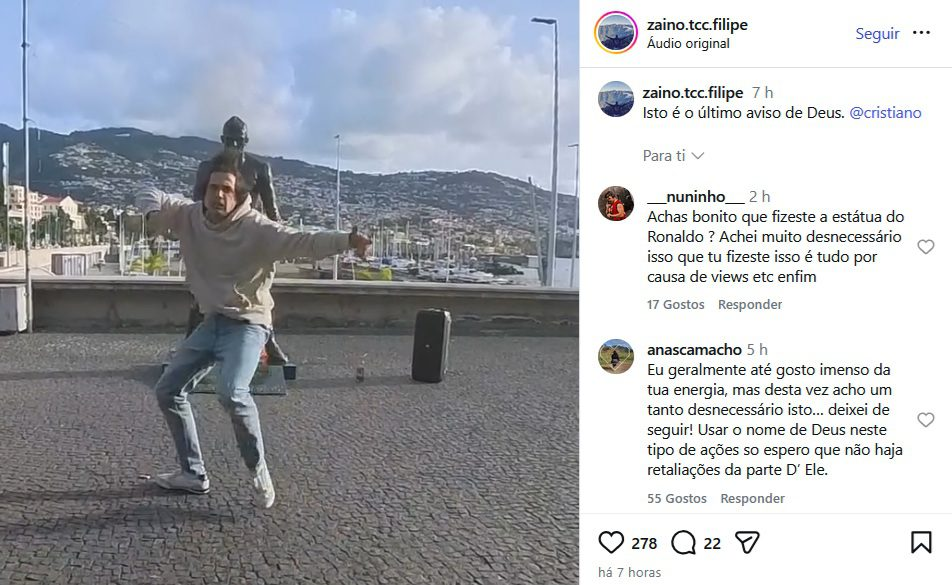 مردی که مجسمه رونالدو را آتش زد