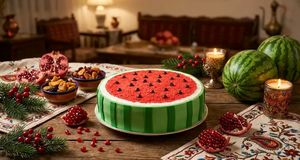 آموزش کیک هندوانه‌ای خانگی در قابلمه مخصوص یلدا